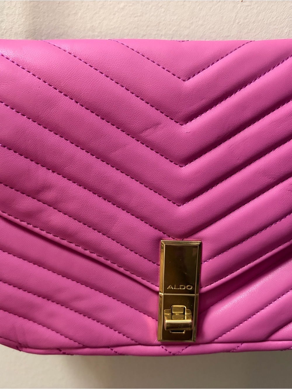 ALDO Pink Quilted Crossbody Bag with Gold Hardware